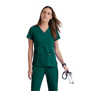 Grey's Anatomy Classic - Women's Two-Pocket Mock Wrap Riley Scrub Top