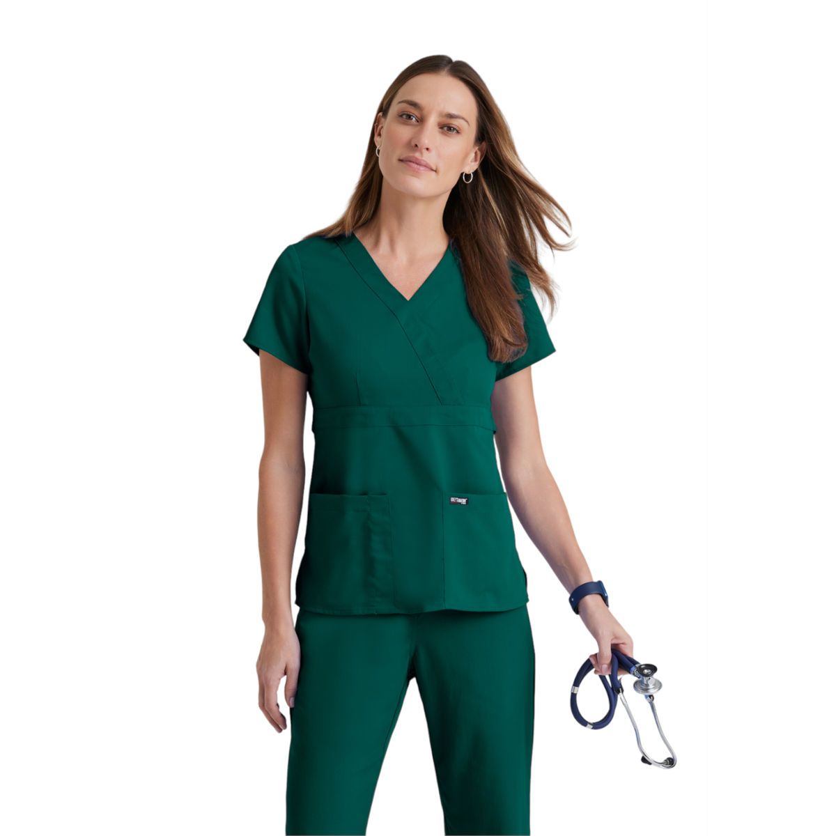 Grey's Anatomy Classic - Women's Two-Pocket Mock Wrap Riley Scrub Top