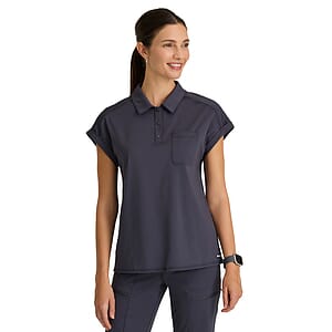 Grey's Anatomy Knit Stretch - Women's One-Pocket Snap Placket Renew Scrub Top