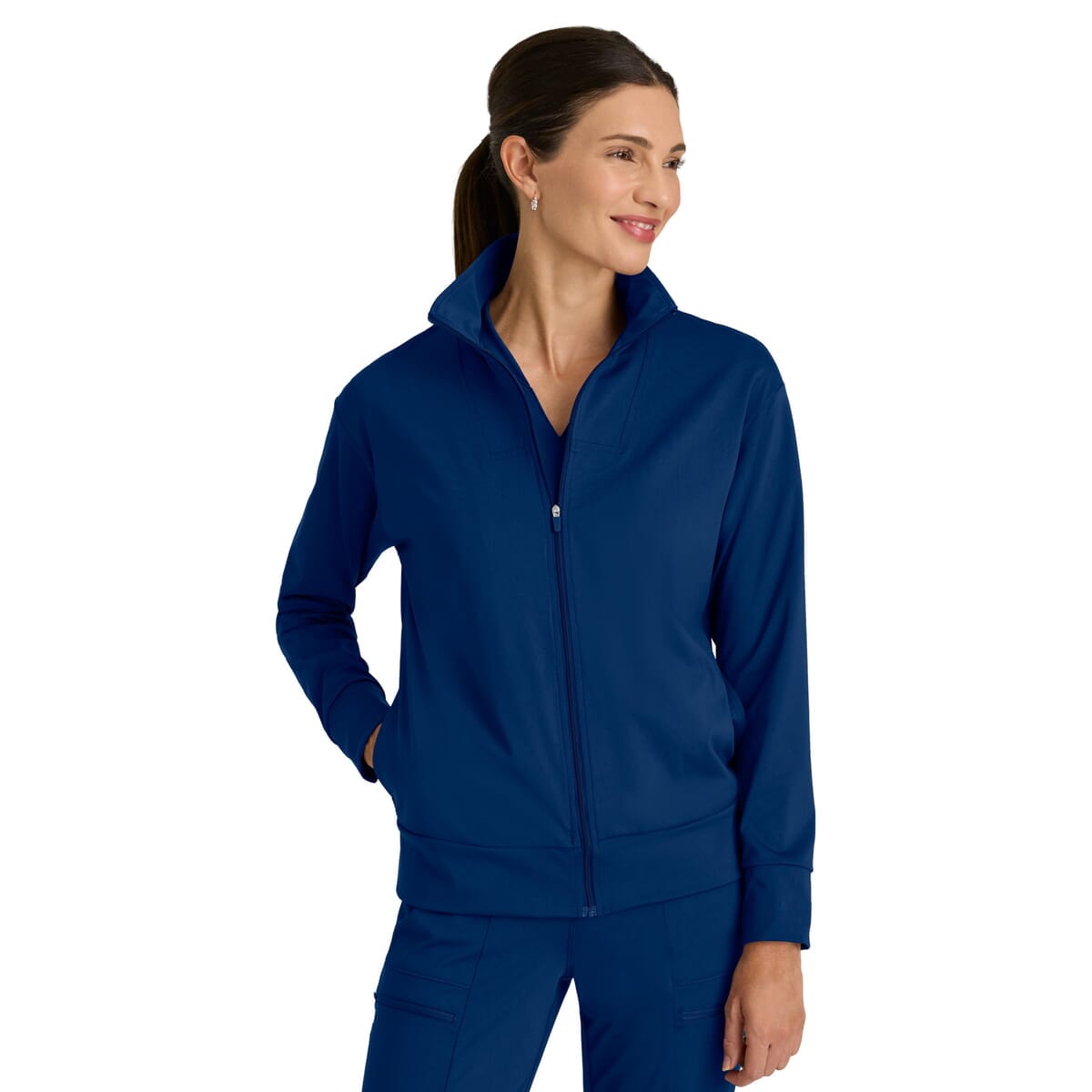 Grey's Anatomy Knit Stretch - Women's Four-Pocket Ease Warm-Up Scrub Jacket