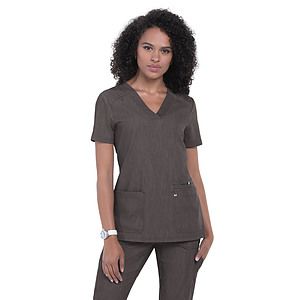 koi - Next Gen - Women's 3-Pocket Wide V-Neck Stretch Hustle and Heart Top