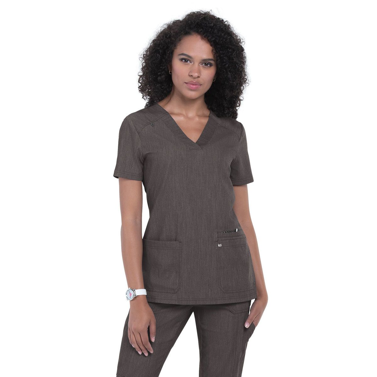 koi - Next Gen - Women's Three-Pocket Wide V-Neck Stretch Hustle and Heart Top
