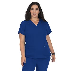 koi - Next Gen - Women's 3-Pocket Wide V-Neck Stretch Hustle and Heart Top