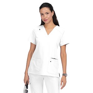 koi - Next Gen - Women's 3-Pocket Wide V-Neck Stretch Hustle and Heart Top