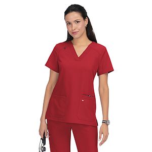 koi - Next Gen - Women's 3-Pocket Wide V-Neck Stretch Hustle and Heart Top