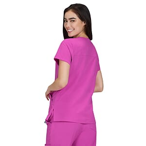 koi - Solis - Women's Ribbed V-Neck 4-Pocket Sari Top