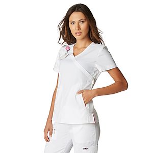 koi - Lite - Women's 3-Pocket Mock-Wrap Philosophy Top