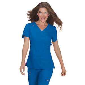 koi - Lite - Women's 3-Pocket Mock-Wrap Philosophy Top