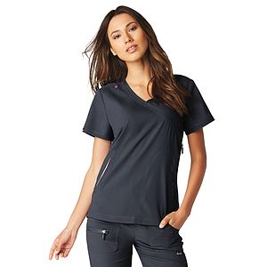koi - Lite - Women's 3-Pocket Mock-Wrap Philosophy Top