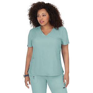 koi - Lite - Women's 3-Pocket Mock-Wrap Philosophy Top