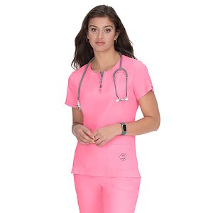 koi - Lite - Women's 4-Pocket Zipper Neck Serenity Top