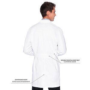 Landau - Essential Lab Coats - Men's Five-Pocket Poly/Cotton 37" Full-Length Lab Coat