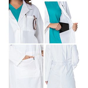Landau - Essential Lab Coats - Women's Five-Pocket 36.5" Full-Length Tablet Lab Coat