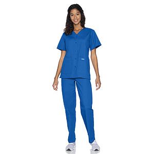 Landau - Essentials - Women's 4-Pocket Snap-Front V-Neck Top