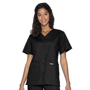 Landau - Essentials - Women's 4-Pocket Snap-Front V-Neck Top