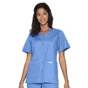 Landau - Essentials - Women's 4-Pocket Snap-Front V-Neck Top