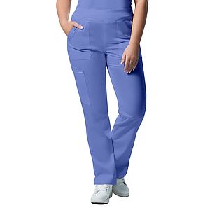 Landau - ProFlex - Women's 5-Pocket Mid-Rise Rib-Knit Elastic Waist Straight Leg Pant