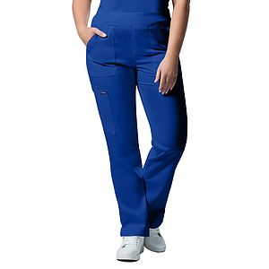 Landau - ProFlex - Women's 5-Pocket Mid-Rise Rib-Knit Elastic Waist Straight Leg Pant