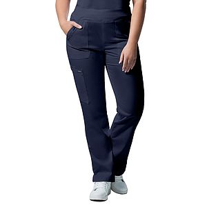 Landau - ProFlex - Women's 5-Pocket Mid-Rise Rib-Knit Elastic Waist Straight Leg Pant