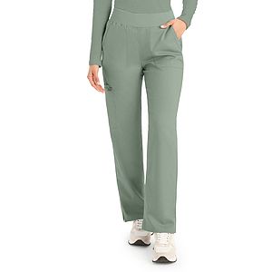 Landau - ProFlex - Women's 5-Pocket Mid-Rise Rib-Knit Elastic Waist Straight Leg Pant