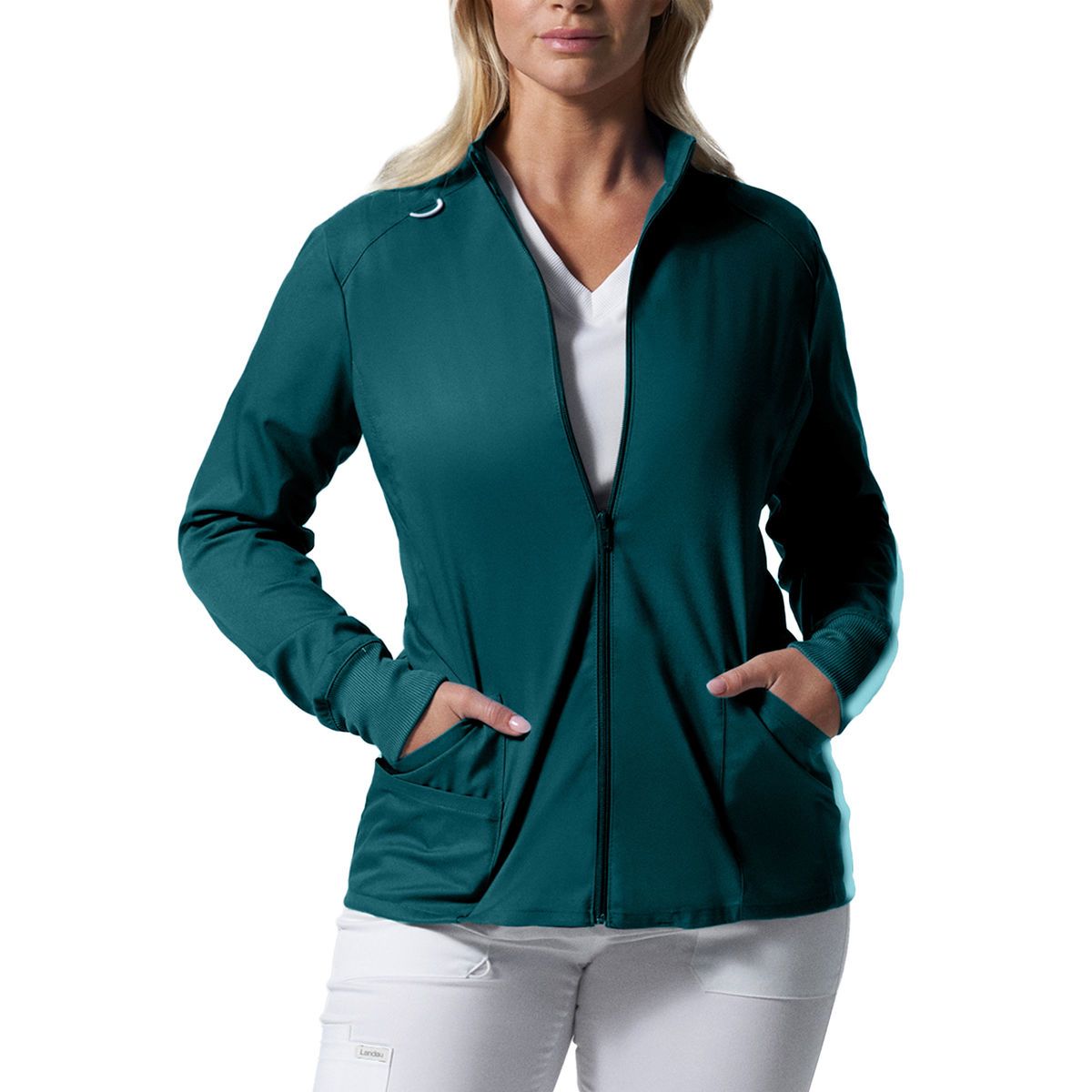 Promotional Landau proflex women's warmup scrub jacket