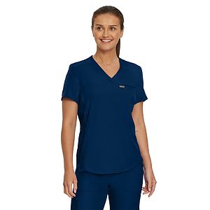 Landau - Forward - Women's 2-Pocket Shirttail Hemline V-Neck Top