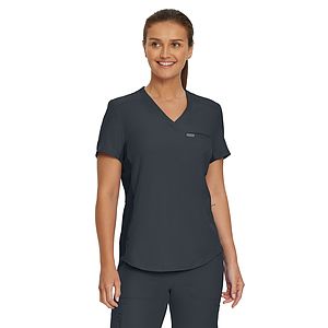Landau - Forward - Women's 2-Pocket Shirttail Hemline V-Neck Top