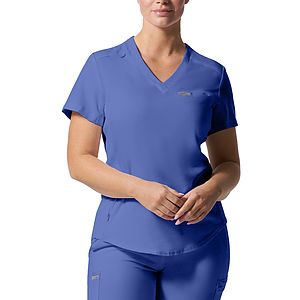 Landau - Forward - Women's 2-Pocket Shirttail Hemline V-Neck Top