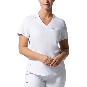 Landau - Forward - Women's 2-Pocket Shirttail Hemline V-Neck Top