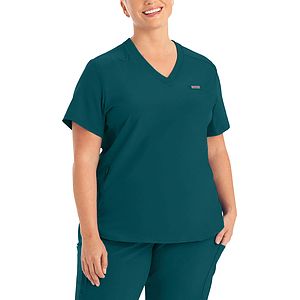 Landau - Forward - Women's 2-Pocket Shirttail Hemline V-Neck Top