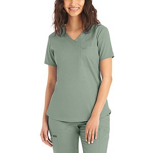 Landau - ProFlex - Women's 2-Pocket Back Princess Seamed V-Neck Top