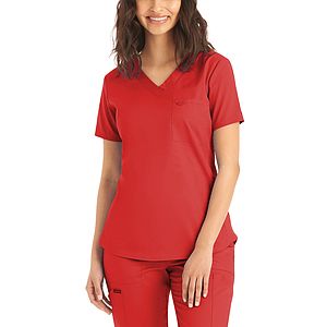 Landau - ProFlex - Women's 2-Pocket Back Princess Seamed V-Neck Top