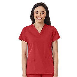 Maevn - Red Panda - Women's V-Neck Two Pocket Top