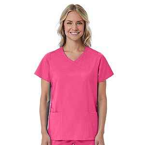 Maevn - Red Panda - Women's Three-Pocket Curved Mock Wrap Top