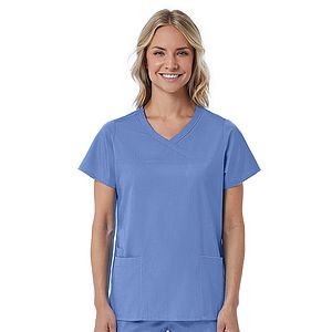 Maevn - Red Panda - Women's Three-Pocket Curved Mock Wrap Top