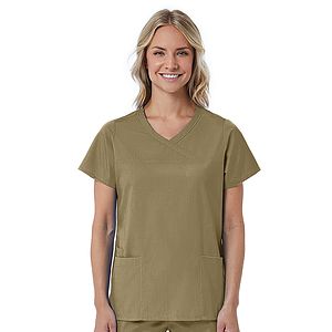 Maevn - Red Panda - Women's Three-Pocket Curved Mock Wrap Top