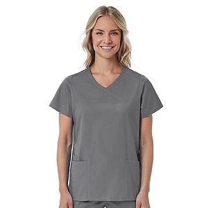 Maevn - Red Panda - Women's Three-Pocket Curved Mock Wrap Top