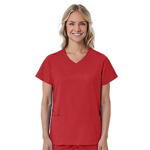 Maevn - Red Panda - Women's Three-Pocket Curved Mock Wrap Top