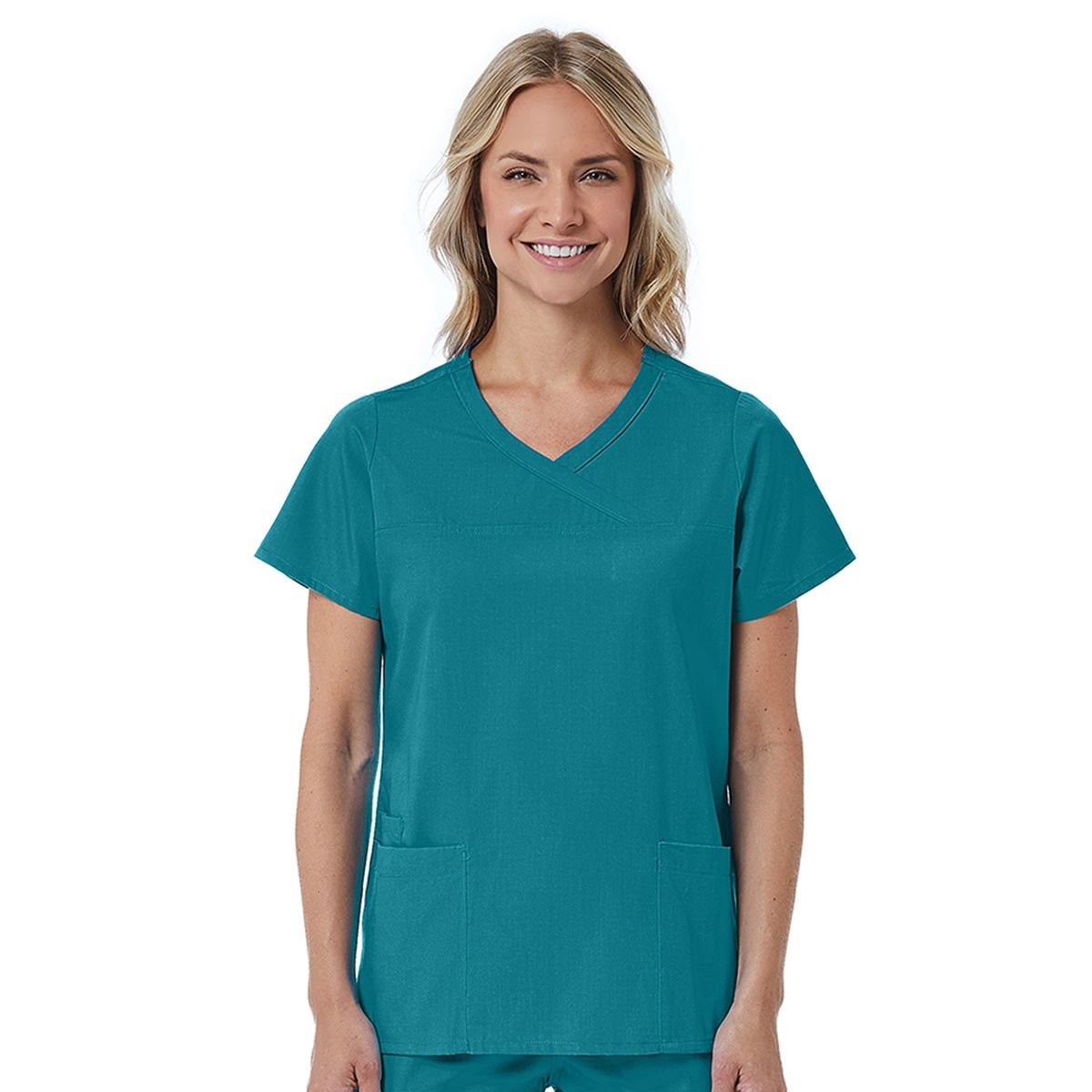 Maevn - Red Panda - Women's Three-Pocket Curved Mock Wrap Top