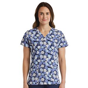 ScrubJoy - ScrubJoy Originals - Women's Two-Pocket V-Neck Print Top