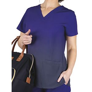ScrubJoy - ScrubJoy Originals - Women's Two-Pocket V-Neck Print Top