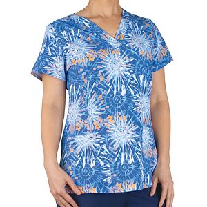 ScrubJoy - ScrubJoy Originals - Women's Two-Pocket V-Neck Print Top