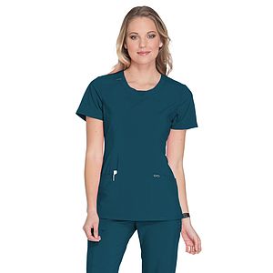 Infinity - Women's Stretch Rib-knit Back Panel Round Neck Top