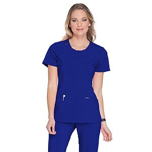 Infinity - Women's Stretch Rib-knit Back Panel Round Neck Top