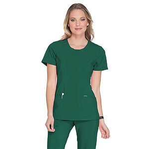 Infinity - Women's Stretch Rib-knit Back Panel Round Neck Top