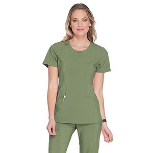 Infinity - Women's Stretch Rib-knit Back Panel Round Neck Top