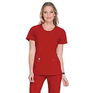 Infinity - Women's Stretch Rib-knit Back Panel Round Neck Top