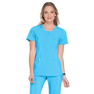 Infinity - Women's Stretch Rib-knit Back Panel Round Neck Top
