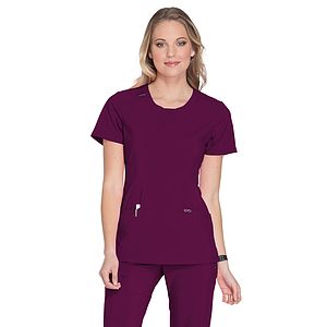 Infinity - Women's Stretch Rib-knit Back Panel Round Neck Top