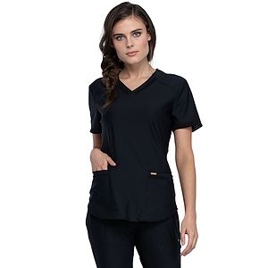 Cherokee - Form - Women's 2-Pocket Curved Hemline V-Neck Top